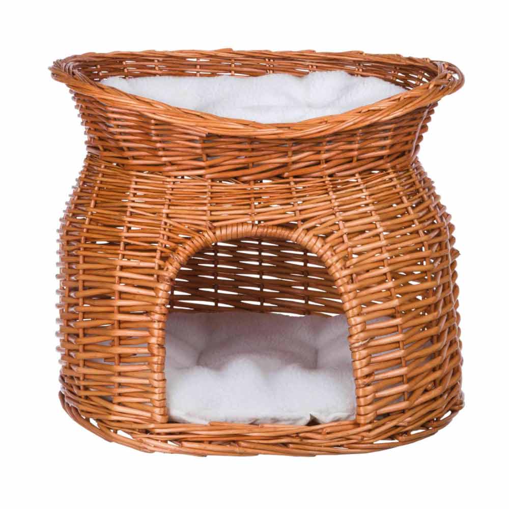 TRIXIE WICKER CAVE WITH BED ON TOP